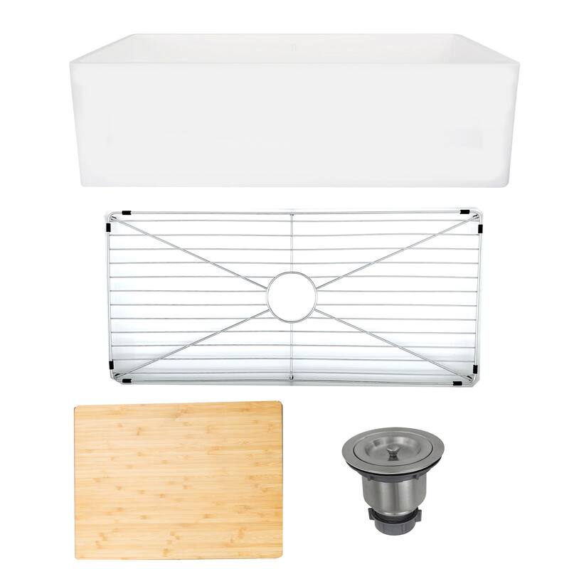 Highpoint Collection 36-inch Solid White Farmsink Farmhouse Sink - 36 x 18 x 9.65
