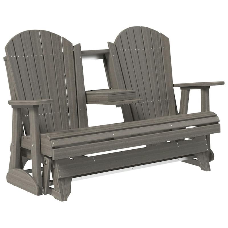 Poly Lumber Adirondack Glider - 5' - Coastal Gray Woodgrain
