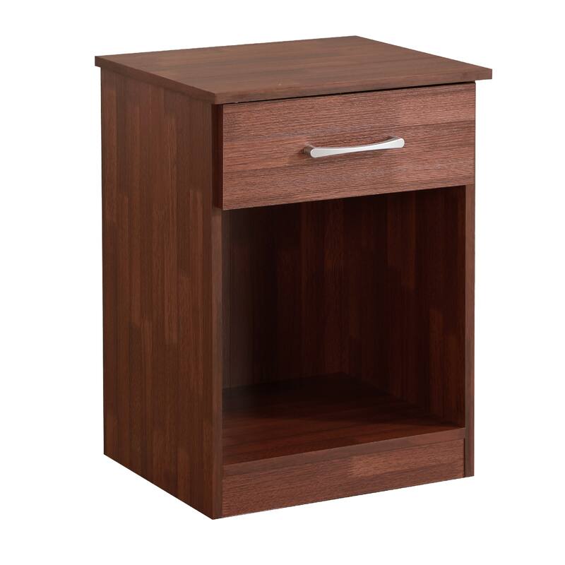 1-Drawer Nightstand with Open Shelf - 24" - Brown