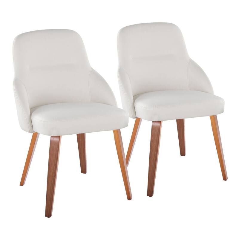 Carson Carrington Yvette Upholstered Chair with Walnut Bent Wood Legs (Set of 2) - White