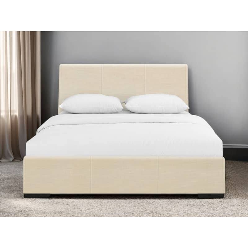 HomeRoots Beige Faux Leather Queen Bed Frame - Queen