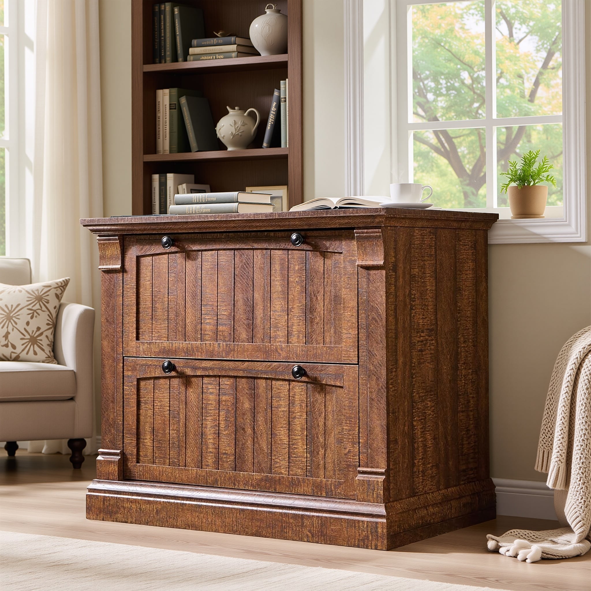 Rustic Wood File Cabinet , Filing Cabinet for Home Office, Living Room