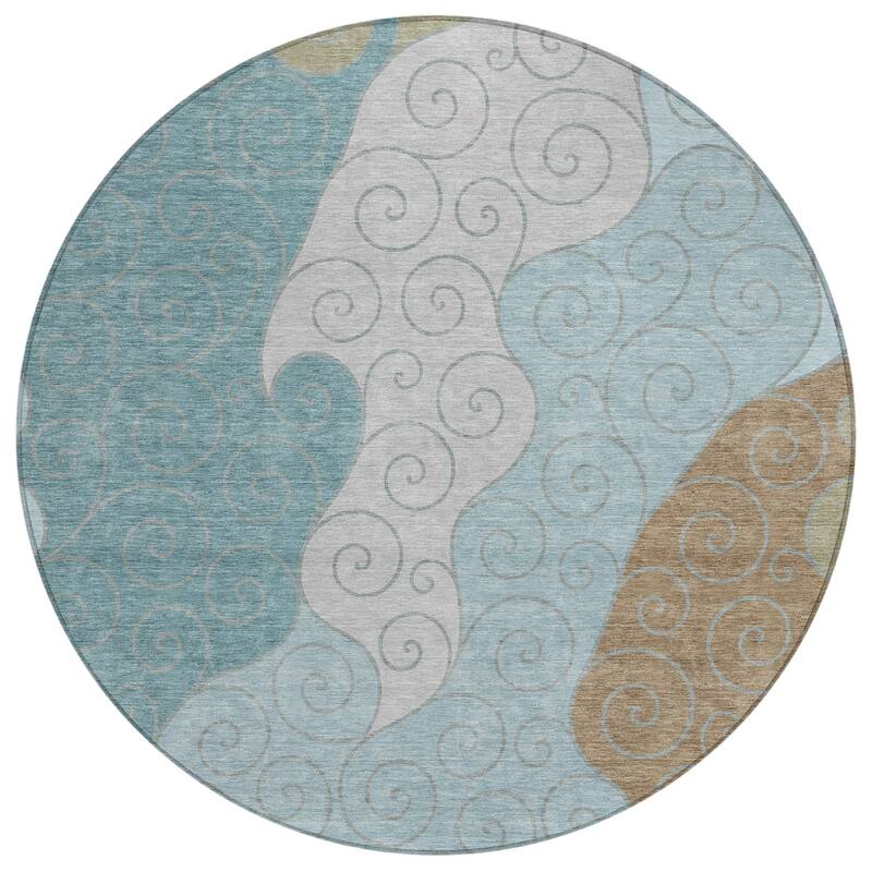 Machine Washable Indoor/ Outdoor Swirly Chantille Rug