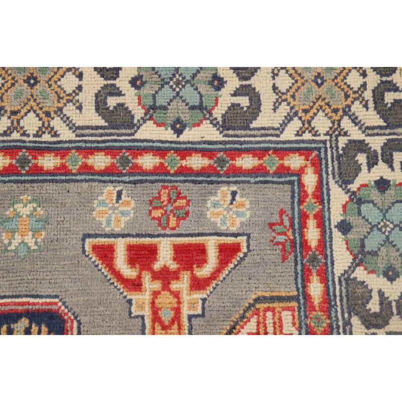 Geometric Kazak Accent Rug Handmade Home Decor Wool Carpet - 3'3" x 5'2"