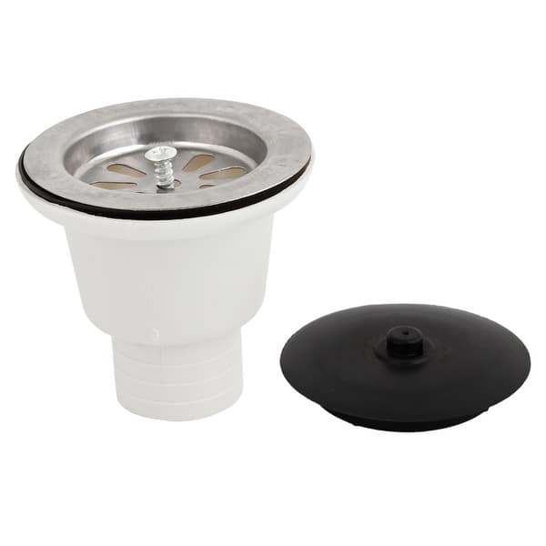 Unique Bargains White Kitchen Sink Drain Basket Strainer Stopper Plug