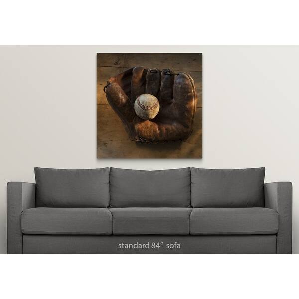 Shop Antique Baseball On Baseball Glove With Bat Canvas Wall Art