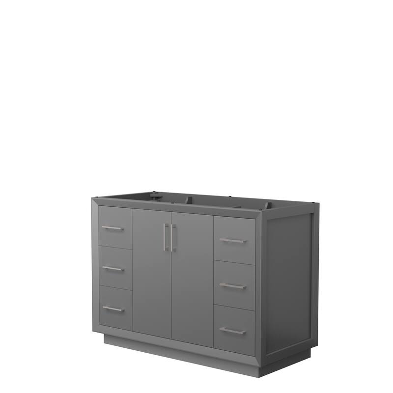Strada 48-Inch Single Vanity Cabinet - Dark Gray, Brushed Nickel Trim, No Top