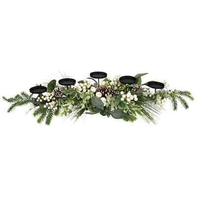 Berries and Eucalyptus Artificial Christmas Candle Holder - 42"