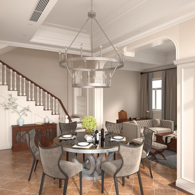 Acroma 20-light Modern Farmhouse 40In Round Wagon Wheel Chandelier with UL