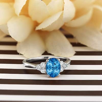 Auriya 1 1/10ct Oval Swiss Blue Topaz and Diamond Engagement Ring 1/4ctw 14k Gold