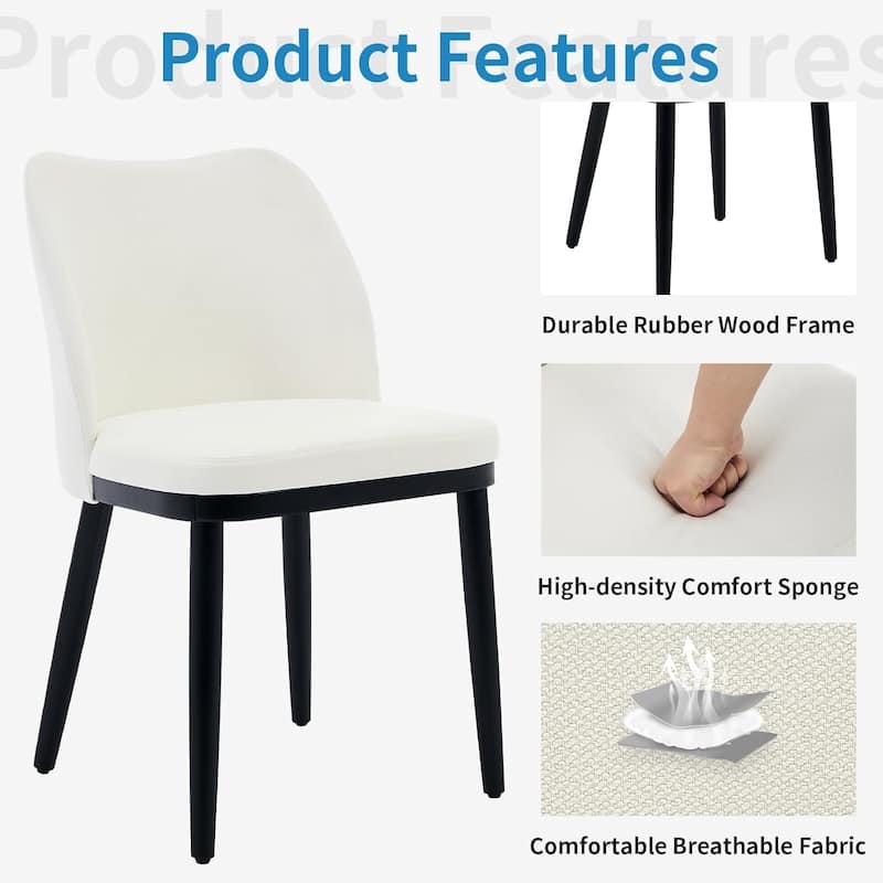 Upholstered Fabric Dining Room Side Chairs, Chair for Dining Room with Padded Seat and Wood Legs(Set of 2) - Beige - LINEN 2 SET