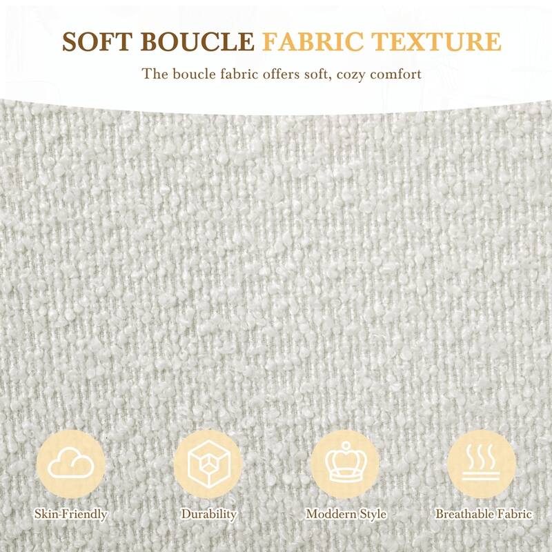 Boucle Fabric Upholstered Platform Bed with Two Removable Pillow Headboard