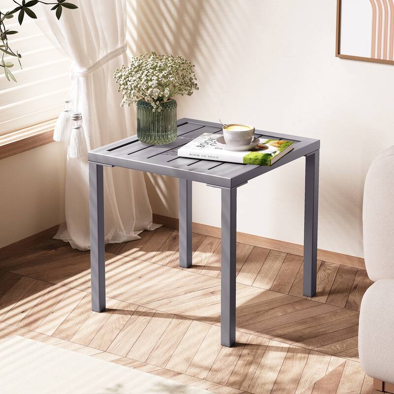 Crestlive Products Modern Square Aluminum Side End Table - Grey - 1PC