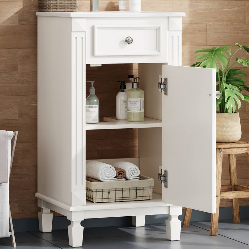 French Style 18" Freestanding Bathroom Vanity with Ceramic Sink, Soft-Close Door & Adjustable Shelf