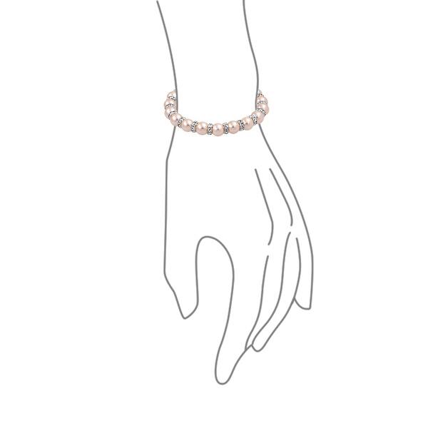 Stretch-to-fit 5 row fresh water pearl bangle bracelet with silver spacing beads Stretch-to-fit 5 row fresh water pearl bangle bracelet with silver spacing beads