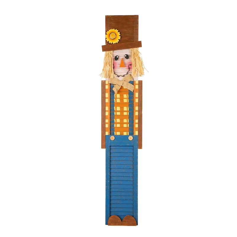 Glitzhome Thanksgiving Wooden Scarecrow Porch Sign Decor