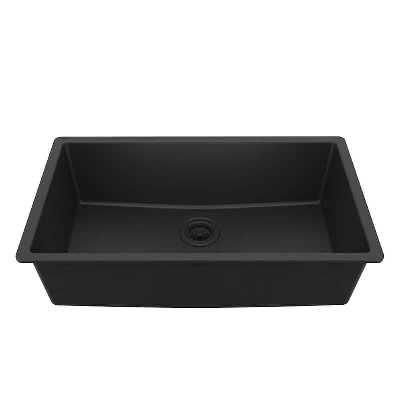Karran Undermount 32.5 in. Large Single Bowl Quartz Kitchen Sink - Black