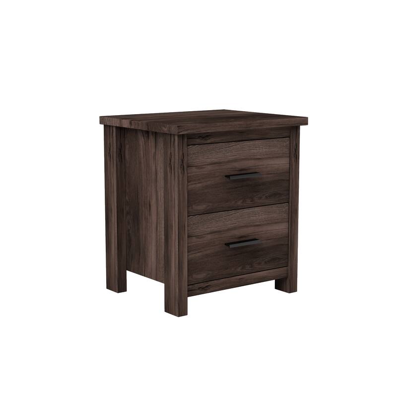 Vintage Two Drawer Bedside Table, Wooden Original Texture Nightstand with Large Storage Space for Bedroom Livingroom
