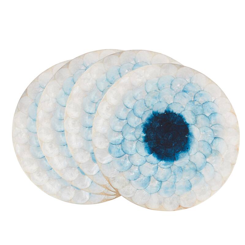 Capiz Shell Placemats (Set of 4) - Layered Shell Disc Design for Dining & Entertaining, 15"
