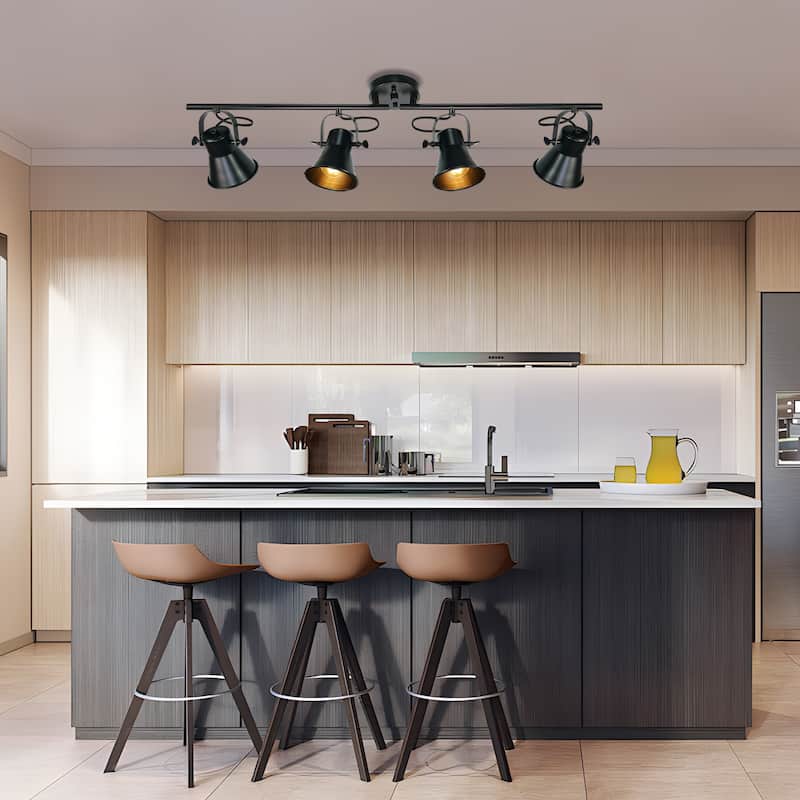 Track Lighting Fixtures Ceiling Track Light with Dimmable Adjustable Head - 4-Light