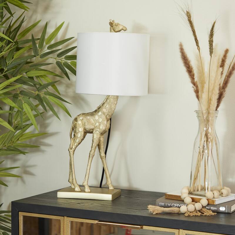 Polyresin Giraffe Room Table Lamp - Gold - Roche River Decor