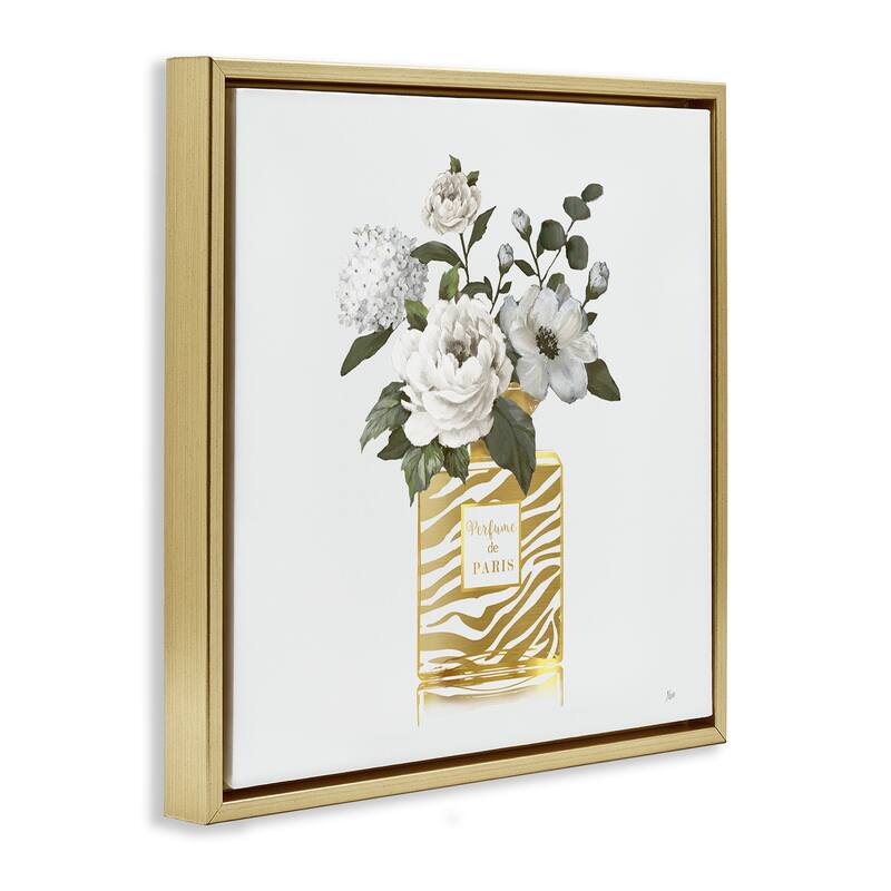 Stupell Chic Striped Perfume Bouquet Framed Floater Canvas Wall Art Design By Nan