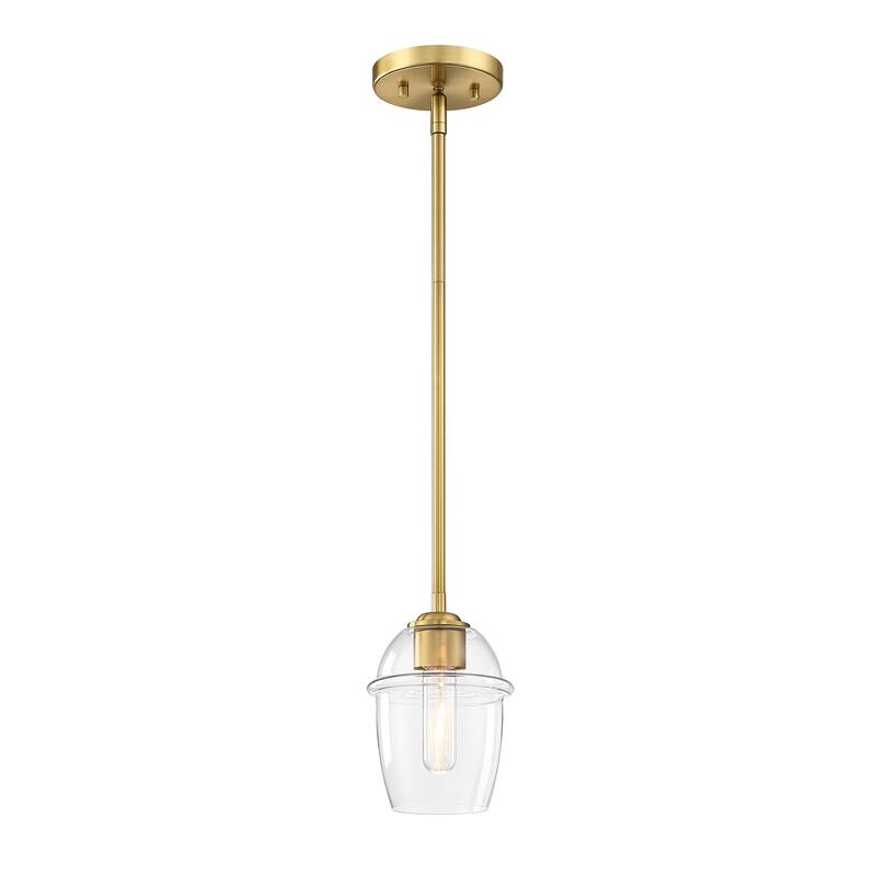 Summer Jazz 60 Watt 1-Light Brushed Gold Transitional Pendant Light with Clear Glass Shade - 8