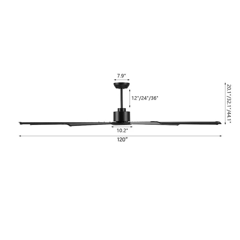 84 in. 96 in. 9 aluminium blades DC Motor Indoor Ceiling Fan & Remote - 120 - Black