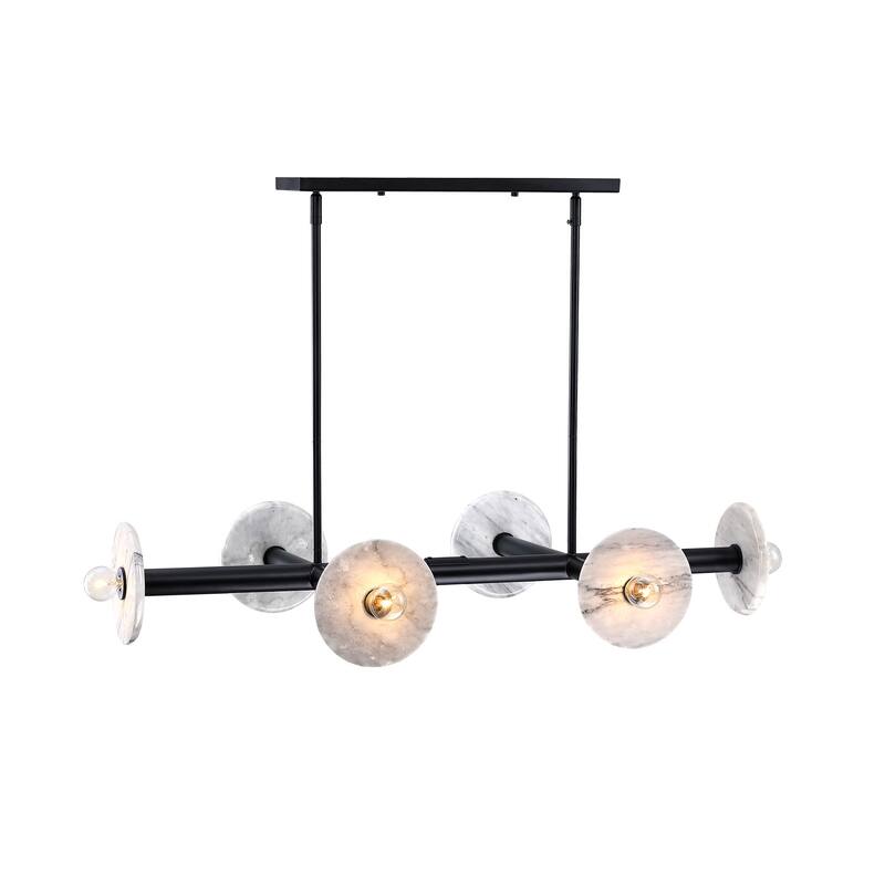 Fina 6-Light Matte Black Modern Linear Chandelier for Dining Areas - 37.75