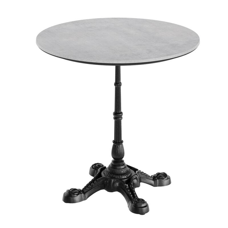 Commercial All-Weather HPL Tabletop with Bistro Base - Gray Faux Concrete/Black Base - 31.25"W x 31.25"D x 29.75"H