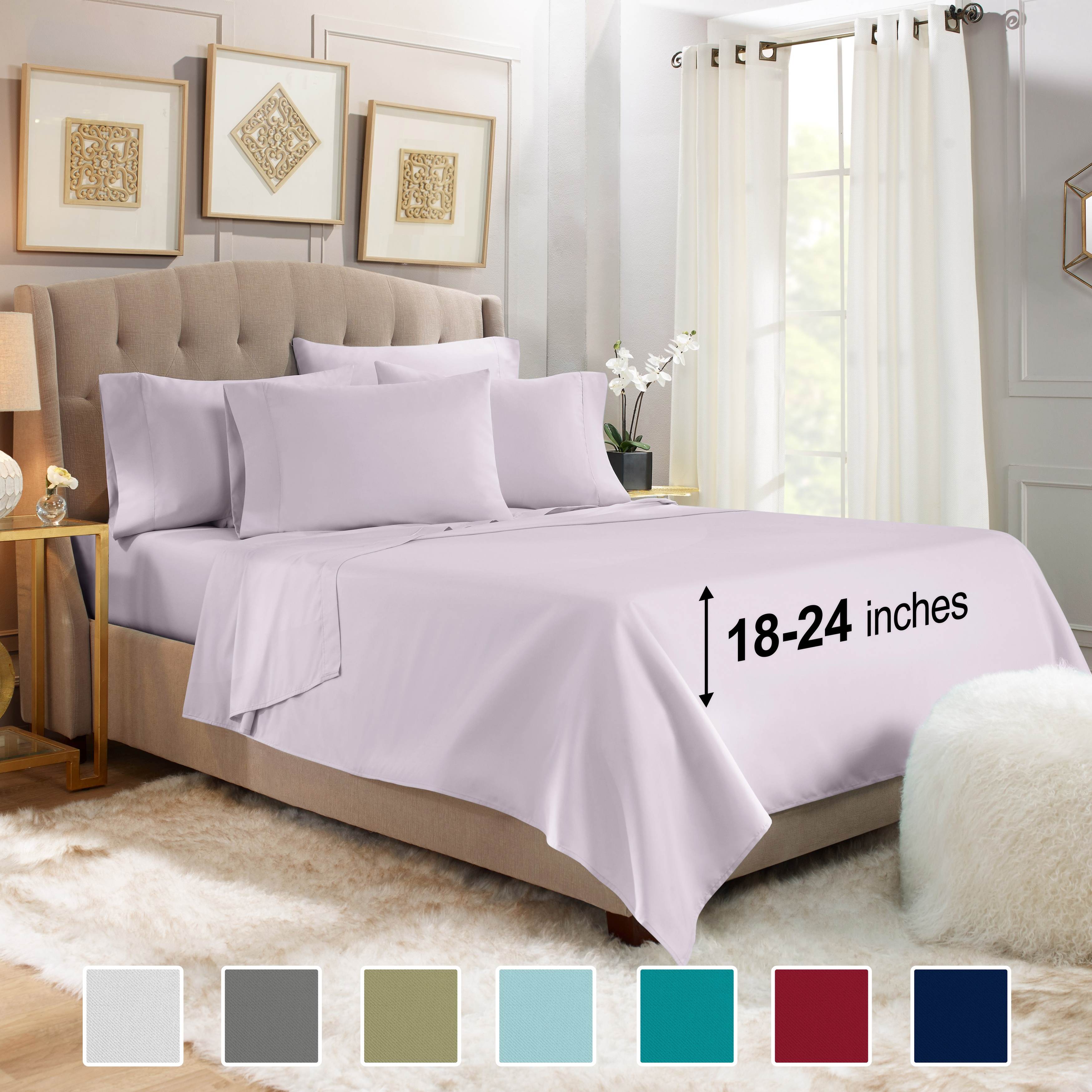 MGPS Extra DEEP Pocket 24 INCH DEEP PC Sheet Set 400 Thread Count  100% Egyptian Cotton Bedsheets, Smooth ＆ Soft Sateen Weave, Breatha並行輸入  シーツ、カバー