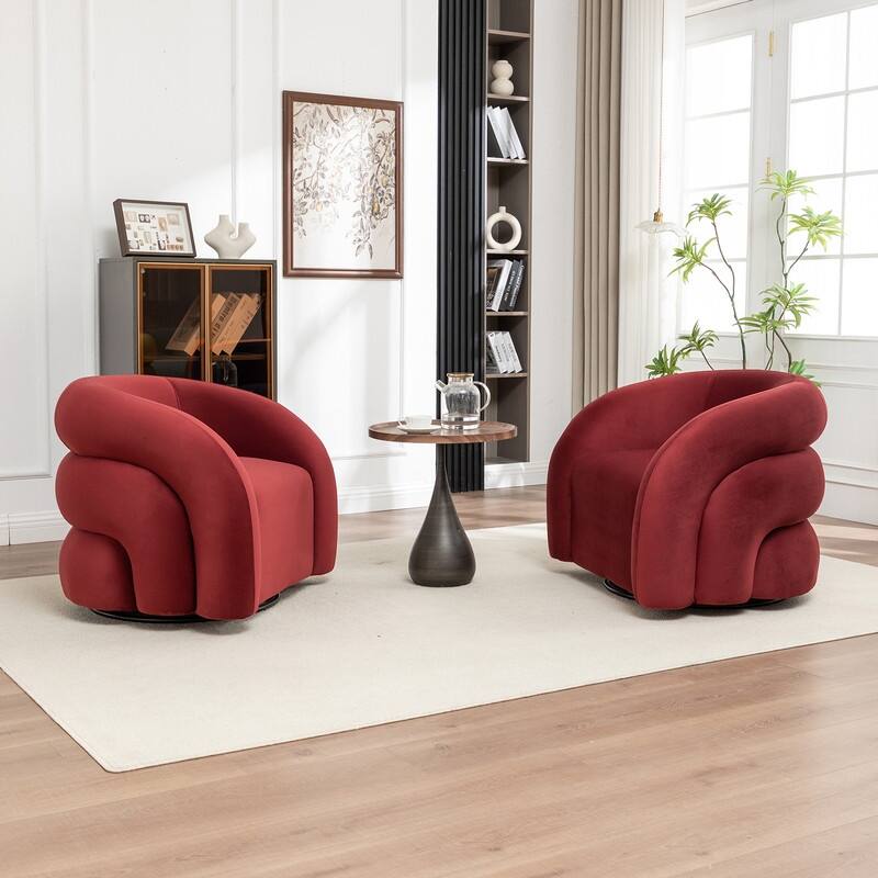 SEYNAR Modern Glam Velvet 360 Degree Swivel Accent Armchair with Tufted Back Set of 2