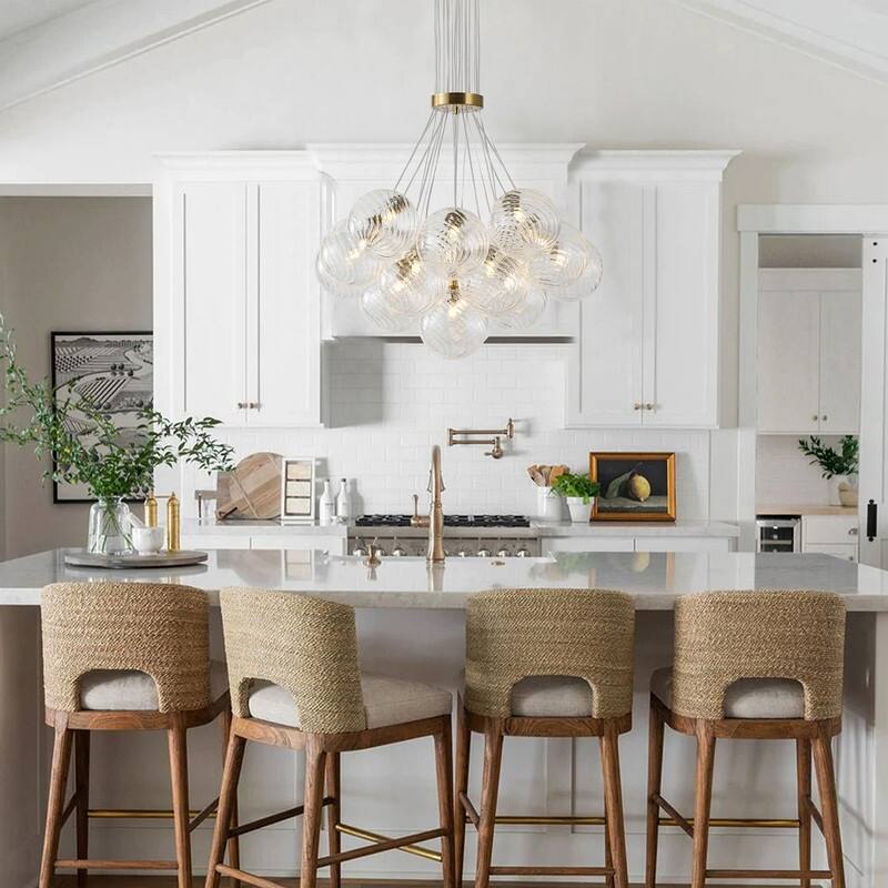 Modern 19‑Light Textured Glass Globe Chandelier - N/A