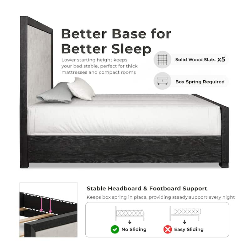 Furniture of America Durem II Modern Classic Solid Wood Fabric Panel Bed