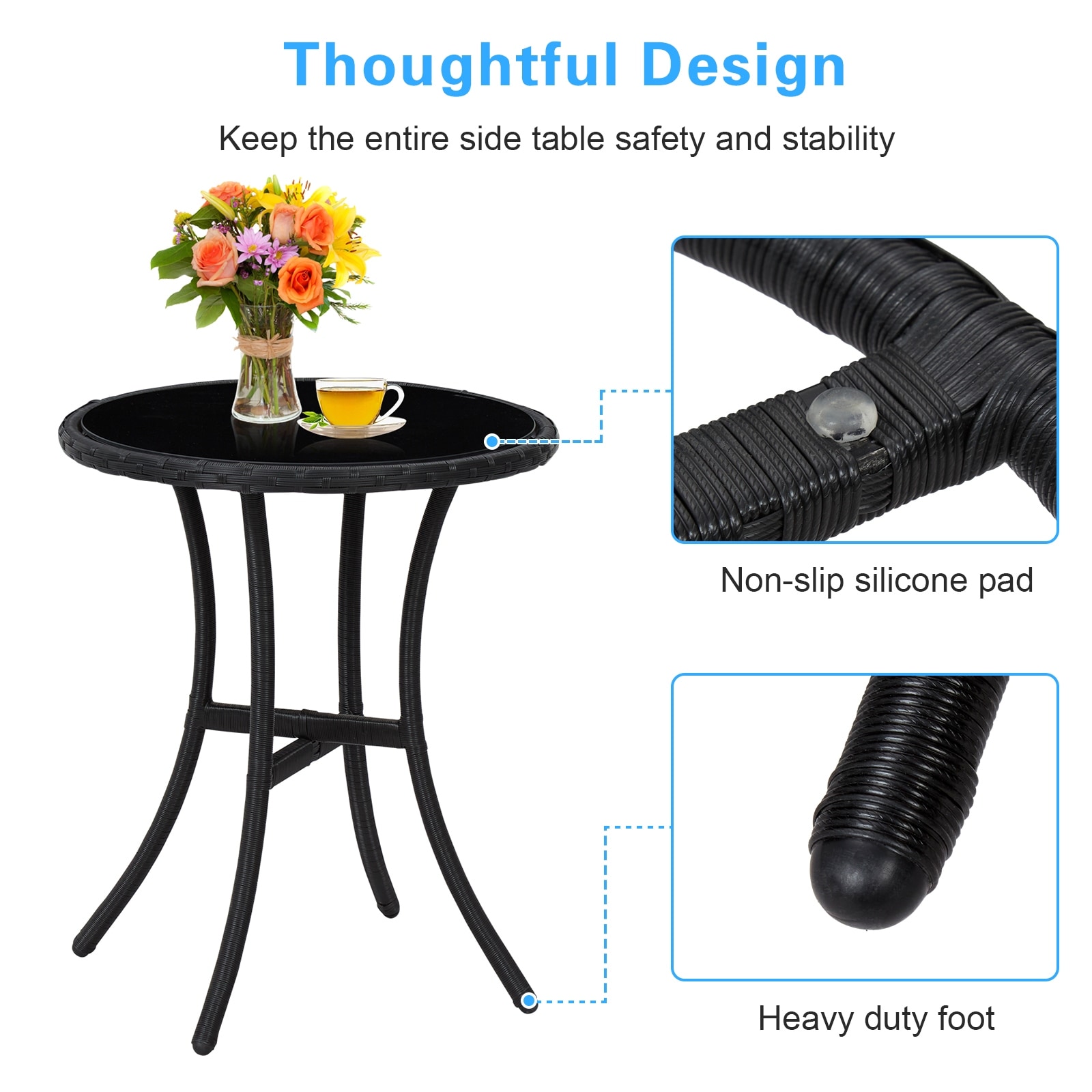 Small glass store top garden table
