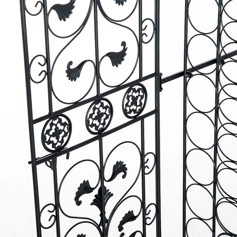 HOMCOM 45-Bottle Modern Wine Organizer Decorative Portable Wrought Iron Wine Rack Jail - 18.1*14.2*52.8 - Black