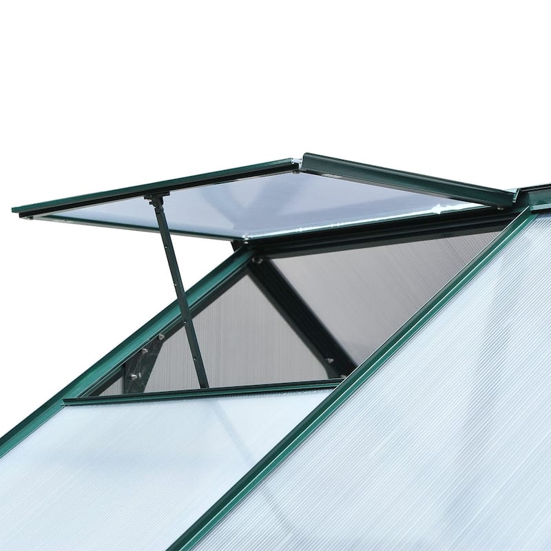 Outsunny 6' x 4' x 7' Twin Wall Polycarbonate Walk-In Greenhouse for Outdoors - 6' x 4' x 6.5'