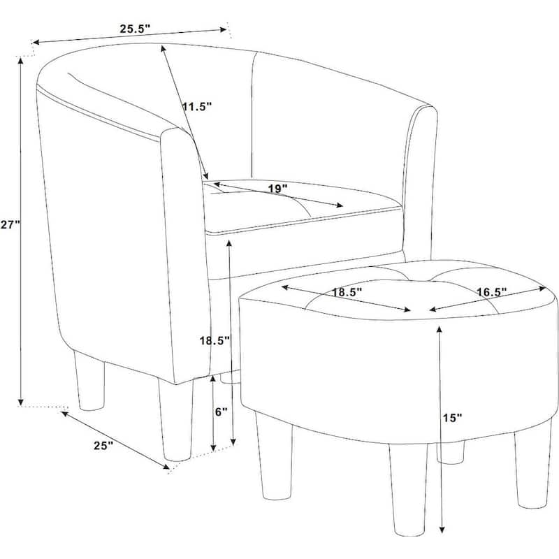 Moss 25.5" Wide Polyester Barrel Chair and Ottoman