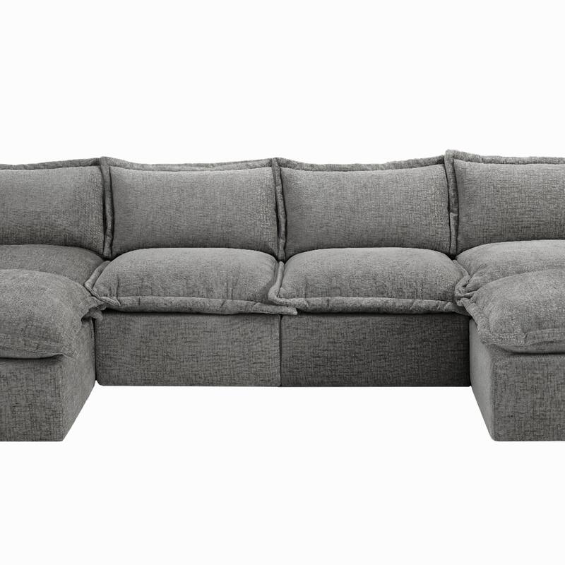 Chenille No Assembly Modular Sectional Sofa Cloud Couch with Ottoman