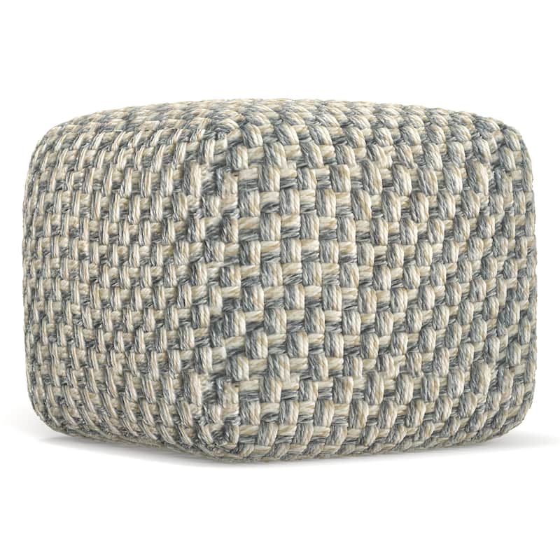 WYNDENHALL Ember 18 inch Wide Boho Pouf in Multicolor PET Polyester & Assembled