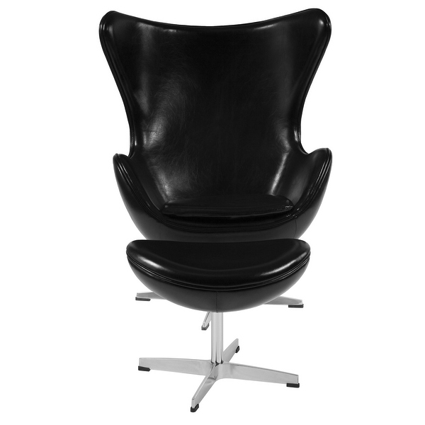 Leather egg chair and ottoman outlet