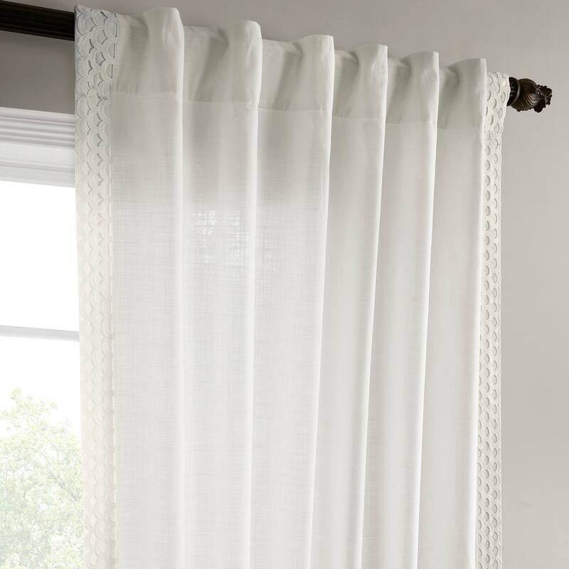 Exclusive Fabrics Bordered Textured Cotton Curtains For Bedroom & Living Room Curtains - Single Panel Drapes