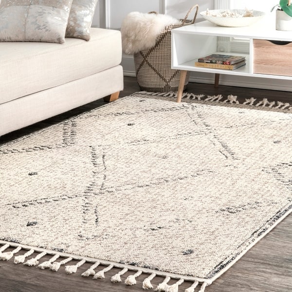 slide 2 of 13, Nuloom Camilla Moroccan Tassel Area Rug 2' x 3' - Ivory - Rectangle