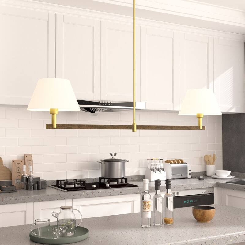 Acroma - 2 Light Gold Dimmable Lamp Shade Chandelier - N/A
