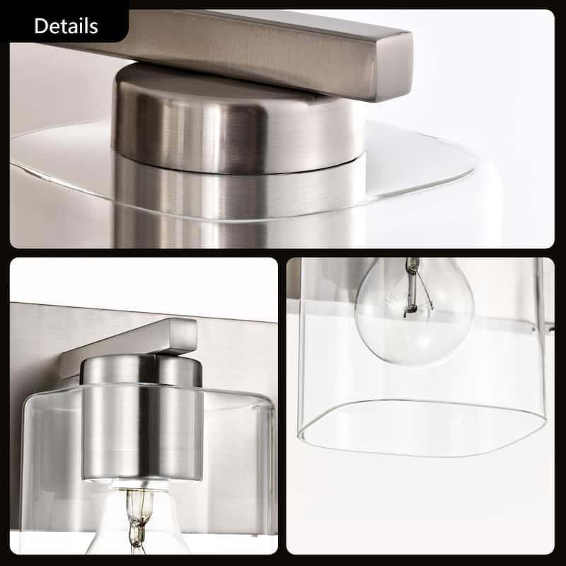 Brushed Nickel 5-Light 32 in. Vanity Light with Clear Square Glass Shades