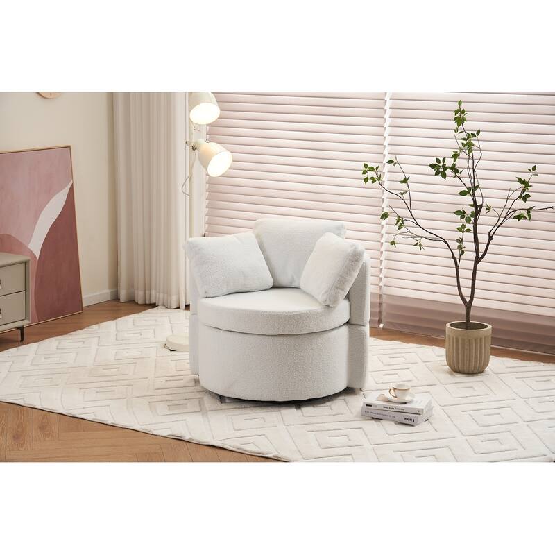 Teddy Fabric Swivel And Storage Chair