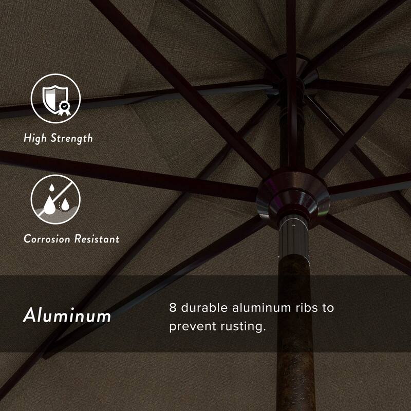 California Umbrella 11' Round Aluminum Crank Open Auto Tlit Patio Umbrella, Bronze Finish, Double Wind Vent.