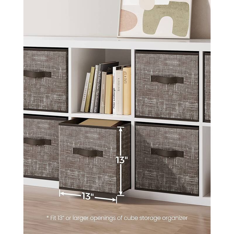 6 Fabric Foldable Storage Cubes with Handles Stylish Print Ideal for Bedroom and Living Room