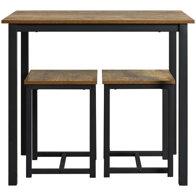 Yaheetech Industrial 3-Piece Dining Table Set w/ 2 Stools for Kitchen