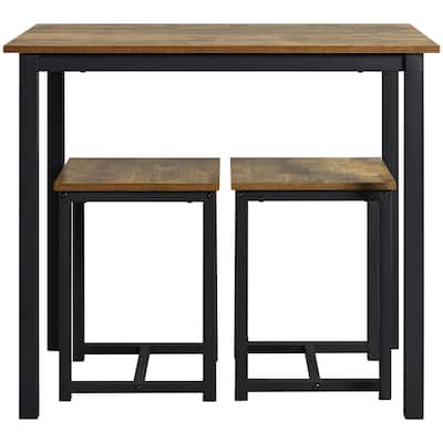 Yaheetech Industrial 3-Piece Dining Table Set w/ 2 Stools for Kitchen